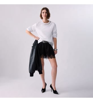 T-shirt avec dentelle et ornements bijoux - Liu Jo - Blanc optique