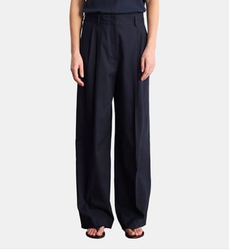 Pantalon à pinces en coton - BIBAIA - Pablo - Marine