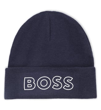 Chapeau tricoté avec logo - BOSS Kidswear - Bleu cargo