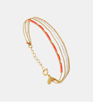 Bracelet 4 rangs doré vert - alexandra - Caroline Najman - Orange