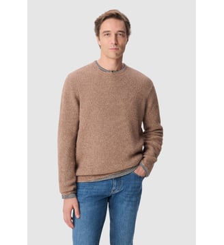 Pull col bateau tricot mousseux - Ikks - Marron clair