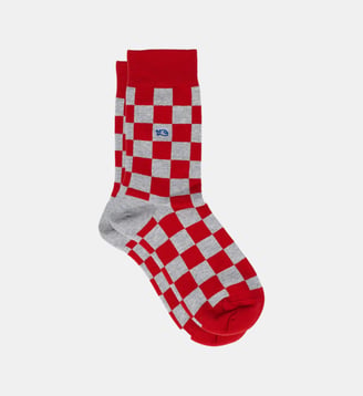 Chaussettes en coton peigné carreaux - Billybelt - Rouge