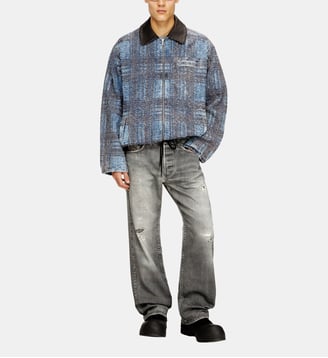 Veste en denim bouclé graphique - Diesel - Noir et bleu