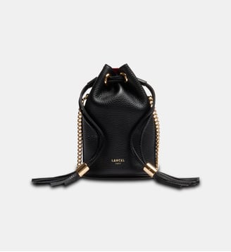 Mini sac seau en cuir signature - Lancel - Noir et doré