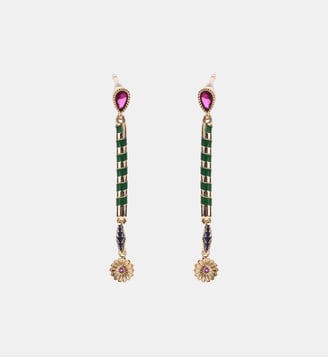 Boucles d'oreilles pendantes émail et perles VASILE - Hipanema - Vert