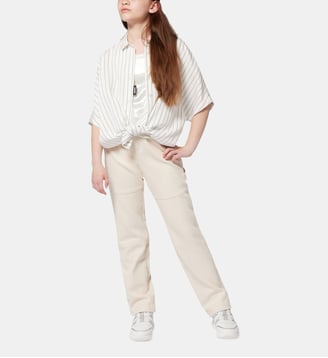 Chemise longue fluide rayée - DKNY - Blanc et noir