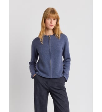 cardigan zippé en cachemire - Agnès b. - Bleu encre