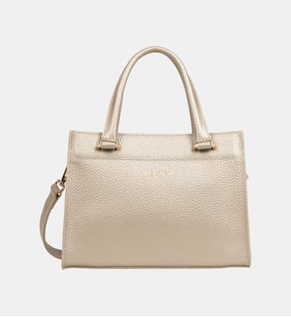 Petit sac à main Foulonné Double DAILY en cuir - Lancaster - Or pâle, in et nude