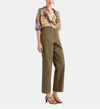 Pantalon tres en popeline - Momonì - Kaki