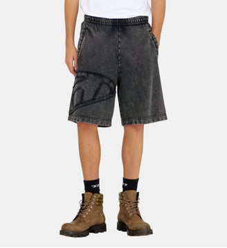 Short en molleton avec logo Oval D sectionné - Diesel - Noir
