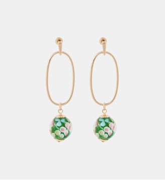 Boucles d'oreilles perles de verre à fleurs - Balaboosté - Vert