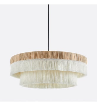 Suspension frangée en raphia Ø50 cm - La Redoute Interieurs - Naturel et crème