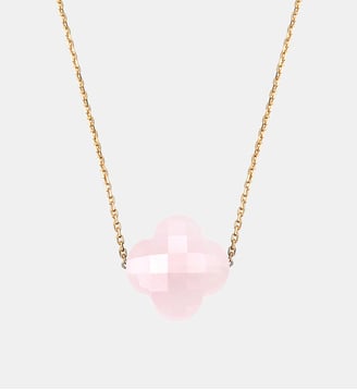 Collier, quartz rose poudre, or jaune - Morganne Bello - Or jaune