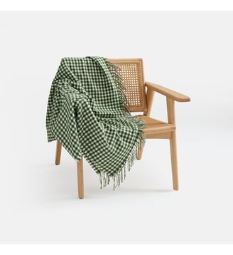 Plaid imprimé petits carreaux, finition frangée - La Redoute Interieurs - Vichy vert