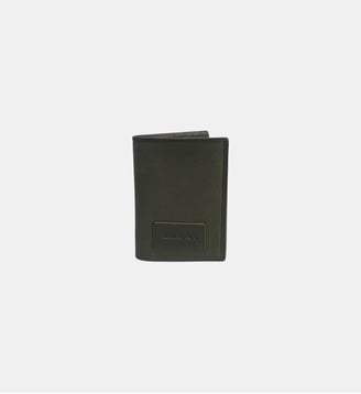 Portefeuille vertical en cuir et toile canvas Seattle - Serge Blanco - Vert olive
