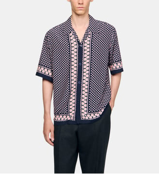 Chemise fluide à imprimé cœur - Sandro - Marine