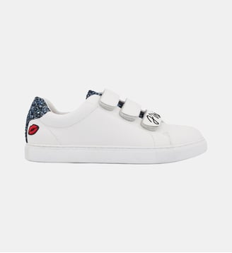 Sneakers Edith J'irai Ou Tu Iras - Bons Baisers - Blanc et bleu