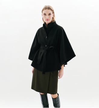 Poncho hacaro - Motif uni - Coupe droite - Caroll - Noir