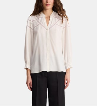 Chemise fluide à volants et dentelle - CHRISSY - Pablo - Écru