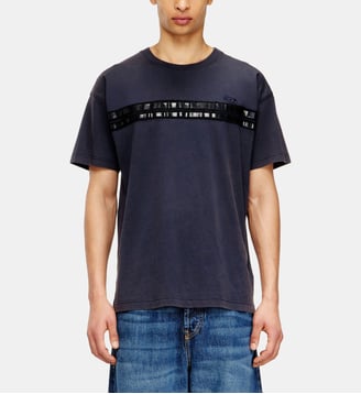 T-shirt en coton classique avec bandes framis Diesel