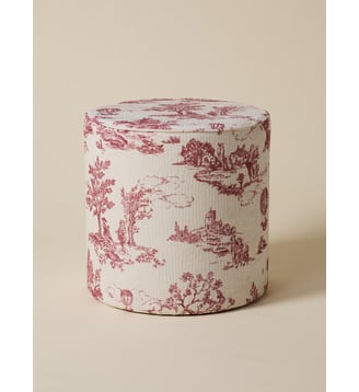 Pouf tapissier à motifs - Cyrillus - Jouy bordeaux