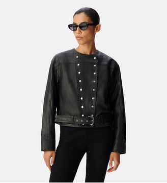 Veste cuir loose avec ceinture Ikks