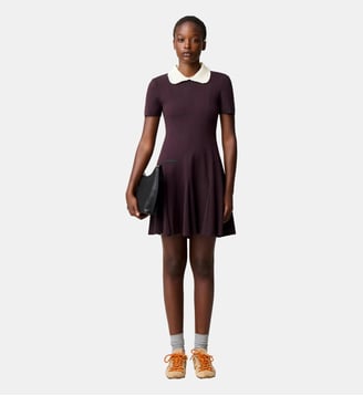 Robe patineuse maille col chemise - Claudie Pierlot - Bicolore