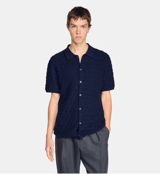 Cardigan en maille éponge - Sandro - Marine