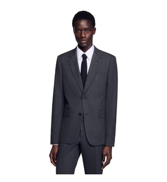 Veste de costume slim laine chinée - Sandro - Gris foncé