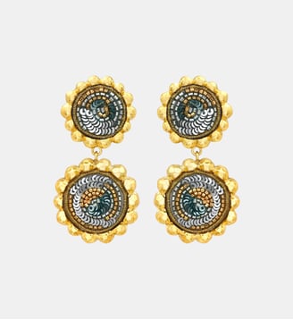 Boucles d'oreilles clip Angèle pendantes rondes  - Angele - Satellite - Bleu turquoise