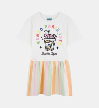 Robe impression brillante - Kenzo Kids - Rose écru