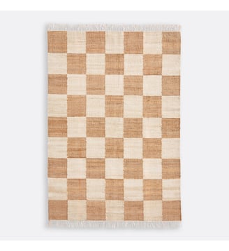 Tapis 78% jute, motif damier - La Redoute Interieurs - Naturel