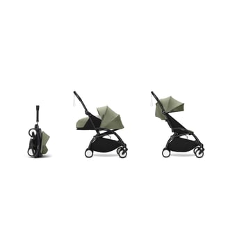 Poussette Yoyo3 - Pack 0+/6+ Olive - cadre noir Stokke