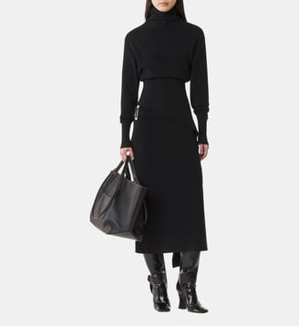 Robe Midi En Laine Et Cachemire - Lanvin - Noir