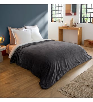Couverture Polaire Extra Douce Coloris Anthracite - Dodo - Gris