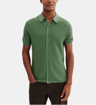 Polo boutonné point gaufré - Bompard - Jade