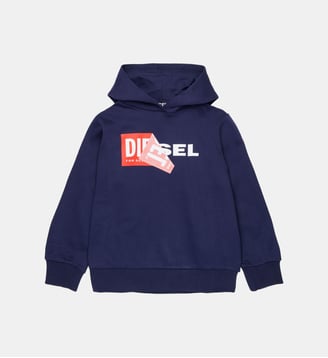 Sweat à capuche avec logo - Diesel Kids - Bleu