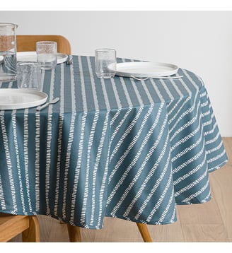 Nappe ronde coton enduit - La Redoute Interieurs - Bleu de prusse