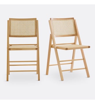 Lot de 2 chaises pliantes hêtre et cannage La Redoute Interieurs