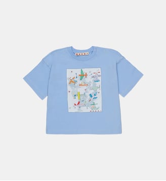 T-shirt avec imprimé avions et logo Marni