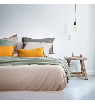 Housse de couette en percale de coton - Desforges - Gris perle