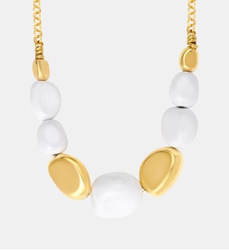 Collier chaîne   doré à l'or fin - Loulou - Satellite - Or et blanc