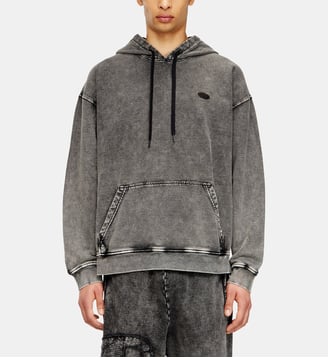 Sweat à dos patchwork coupé brut - Diesel - Gris foncé