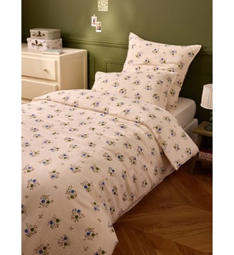 Housse de couette gaze de coton "Louison" - Cyrillus - Imprimé rosa blue