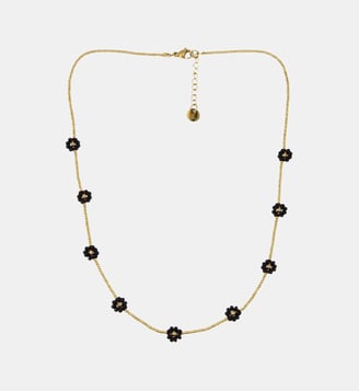 Collier  Prairie avec fleurs à perles Miyuki - Les Cléias - Noir