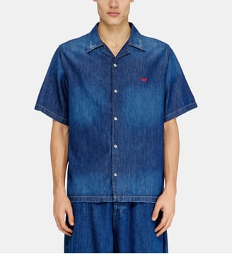 Chemise à manches courtes en denim - Diesel - Bleu
