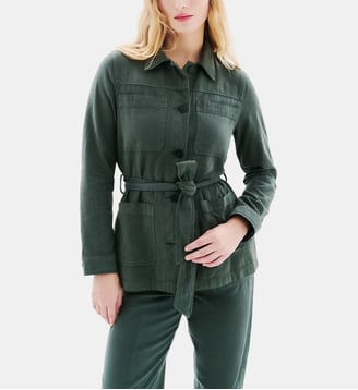 Veste saharienne vkelly2 - Motif uni - Coupe ajustée - Caroll - Vert kaki