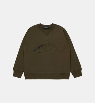 Sweat-shirt à col ras du cou avec logo ICON en relief - Dsquared2 - Vert foncé