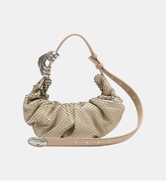 Grab-D-Sac hobo froissé en cuir effet serpent - Diesel - Beige