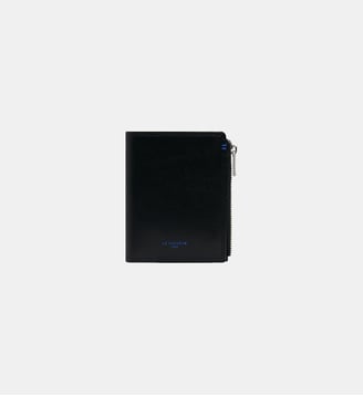 Portefeuille vertical zippé moyen modèle Martin en cuir lisse - Le Tanneur - Noir